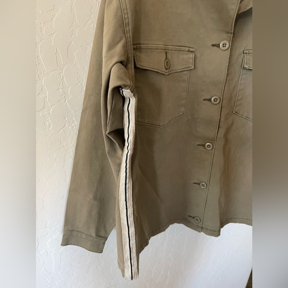 Monrow|Olive Anorak Jacket with Stripe Detail on Sides, Size Large•••Shaket - Picture 6 of 14